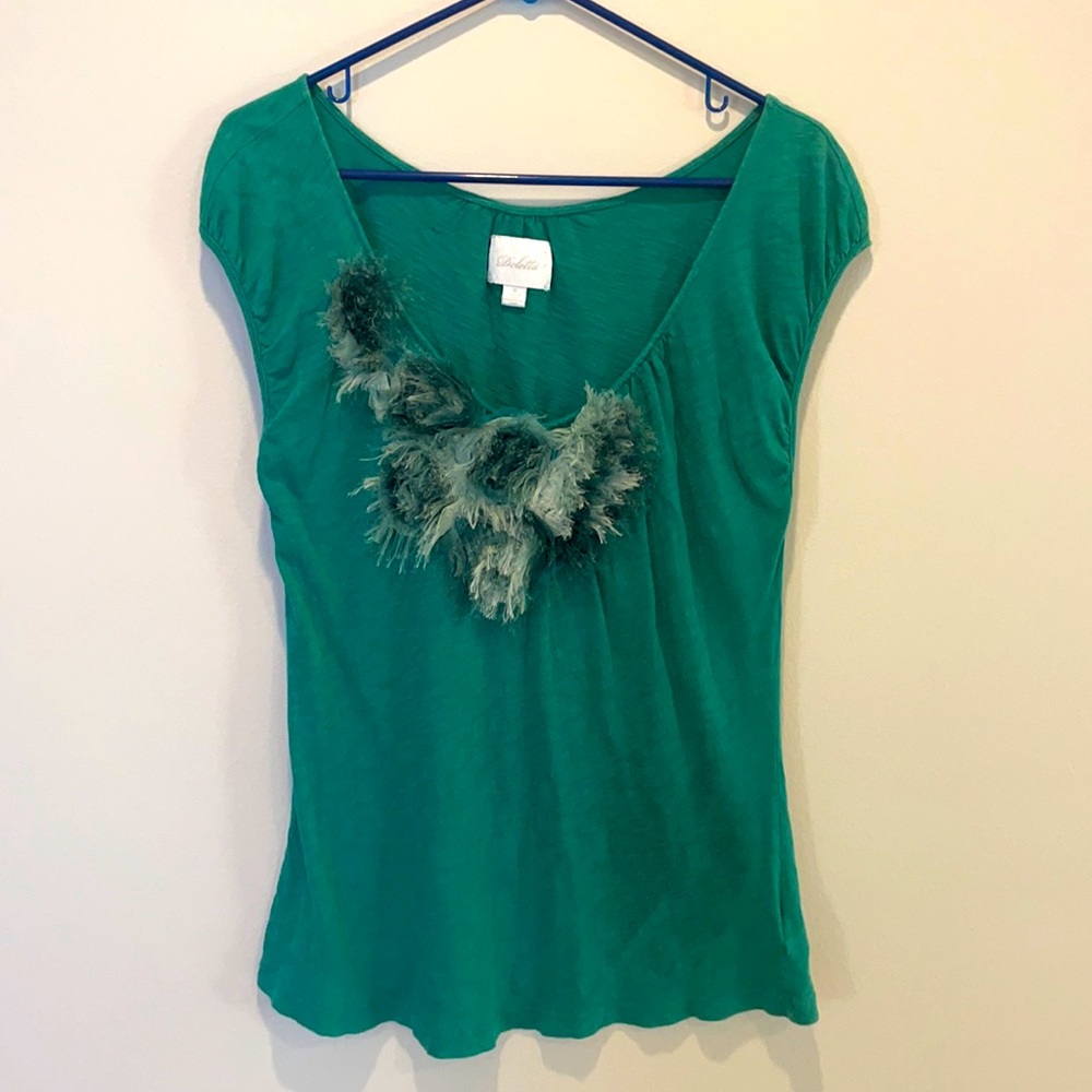 Anthropologie Deletta Floral Appliqué Tee